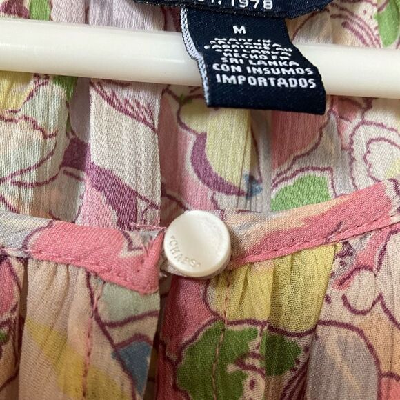 CHAPS Ralph Lauren NWT Gauzy Floral Poet Blouse w Ruffle Tiered Bell Sleeves, M - Picture 11 of 14